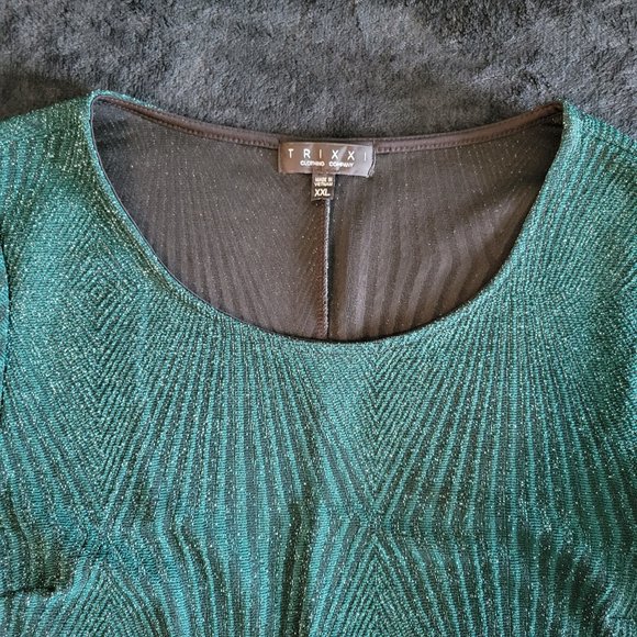 Trixxi XXL Deep Emerald Green Sparkle Dress - Picture 2 of 3